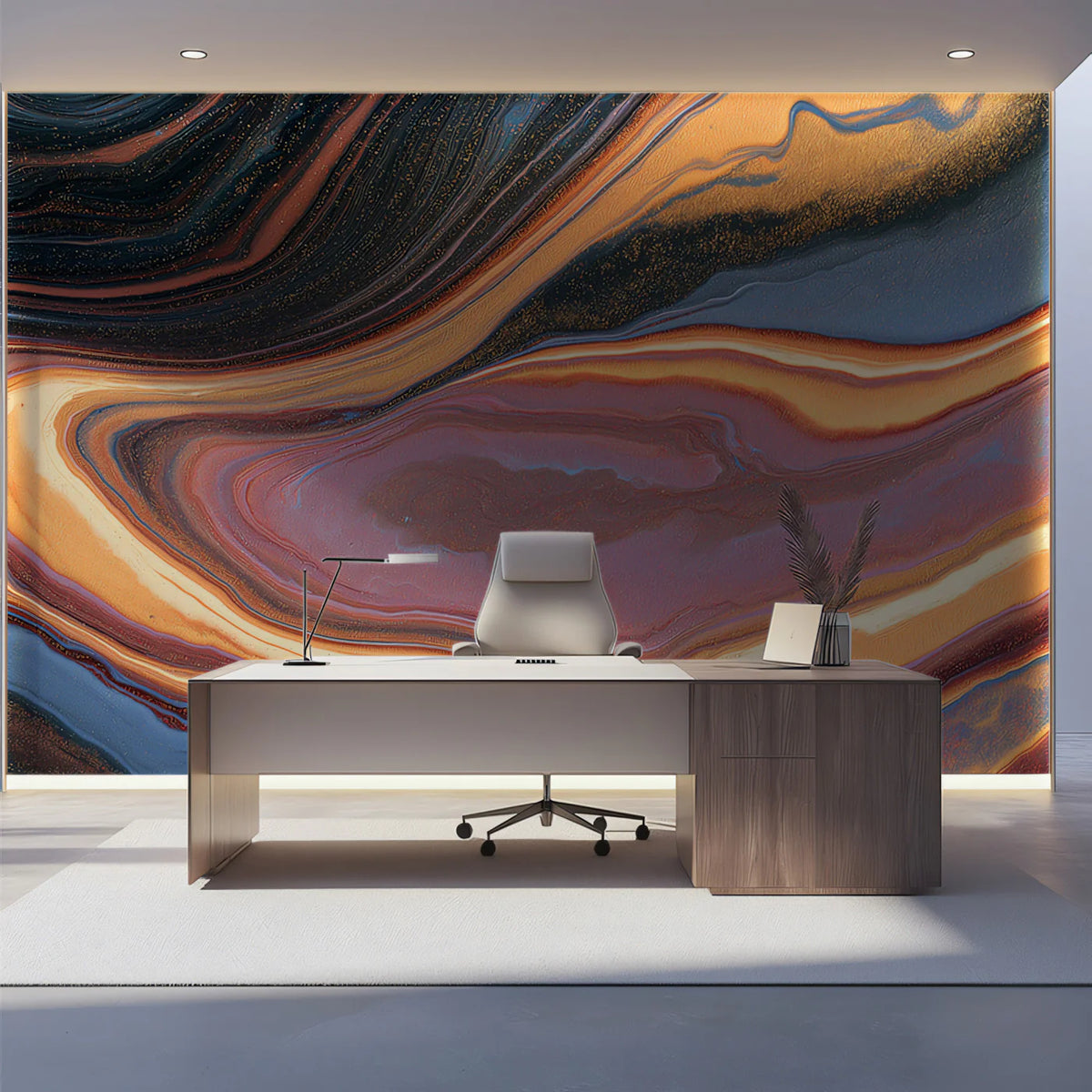 Abstract Agate Fluid Mural Wallpaper — Organic Earth Tones Mural Wallpaper - pure wallpaper artwork