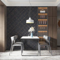 Intricate Navy Labyrinth Mural Wallpaper — Modern Architectural Style Mural Wallpaper - pure wallpaper artwork