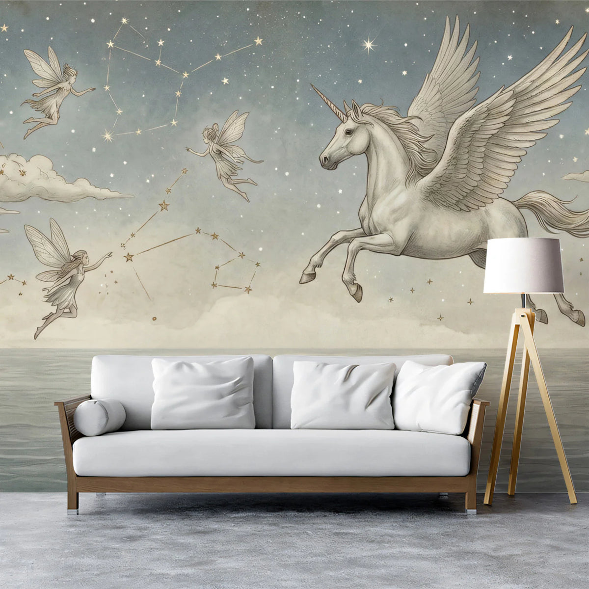 Winged Pegasus and Fairy Constellation Mural Wallpaper - pure wallpaper artwork