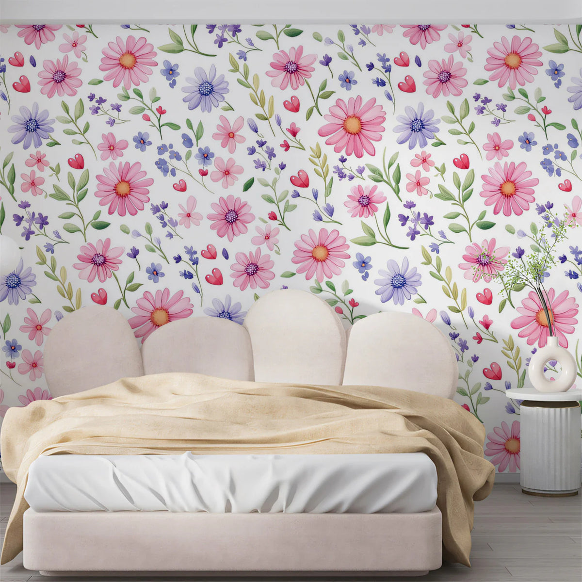 Watercolor Wildflower Meadow Mural Wallpaper — Whimsical Floral Mural Wallpaper - pure wallpaper artwork