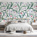 Entwined Lily and Heart Botanical Mural Wallpaper - pure wallpaper artwork
