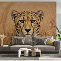 Cheetah in Golden Savanna Mural Wallpaper — Impasto Oil Painting Mural Wallpaper - pure wallpaper artwork