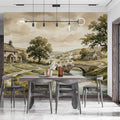 English Countryside Landscape Mural Wallpaper — Vintage Oil Style Mural Wallpaper - pure wallpaper artwork