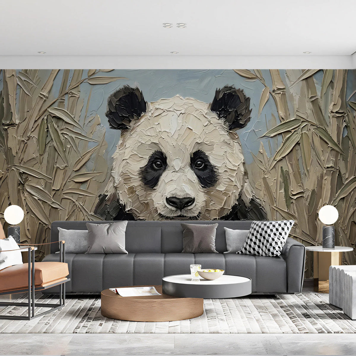 Impressionist Panda in Bamboo Mural Wallpaper - pure wallpaper artwork