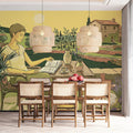 Mediterranean Terrace Mural Wallpaper — Sunny Sketch Design Mural Wallpaper - pure wallpaper artwork