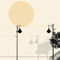 Fondo de pantalla de atardecer urbano minimalista Silueta de ciudad abstracta con luna llena Mural Wallpaper - pure wallpaper artwork