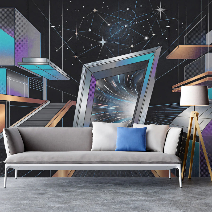 Cosmic Gateway Mural Wallpaper — Futuristic Architectural Design Mural Wallpaper