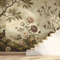 Chinoiserie Garden Mural Wallpaper — Vintage Botanical Scene Mural Wallpaper - pure wallpaper artwork