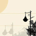 Fondo de pantalla de atardecer urbano minimalista Silueta de ciudad abstracta con luna llena Mural Wallpaper - pure wallpaper artwork