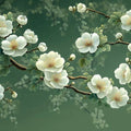 Green Floral Mural Wallpaper in Living Room Various Colors (Green, White, etc.) of Flowers Mural Wallpaper - pure wallpaper artwork