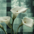 Elegant White Calla Lilies Abstract Green Forest Mural Wallpaper Contemporary Floral Art Mural Wallpaper - pure wallpaper artwork