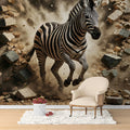 Zebra Breaking Through Brick Wall Mural Wallpaper - pure wallpaper artwork