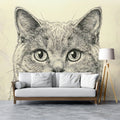 Cat Portrait Sketch Mural Wallpaper — Artistic Line Art Design Mural Wallpaper - pure wallpaper artwork