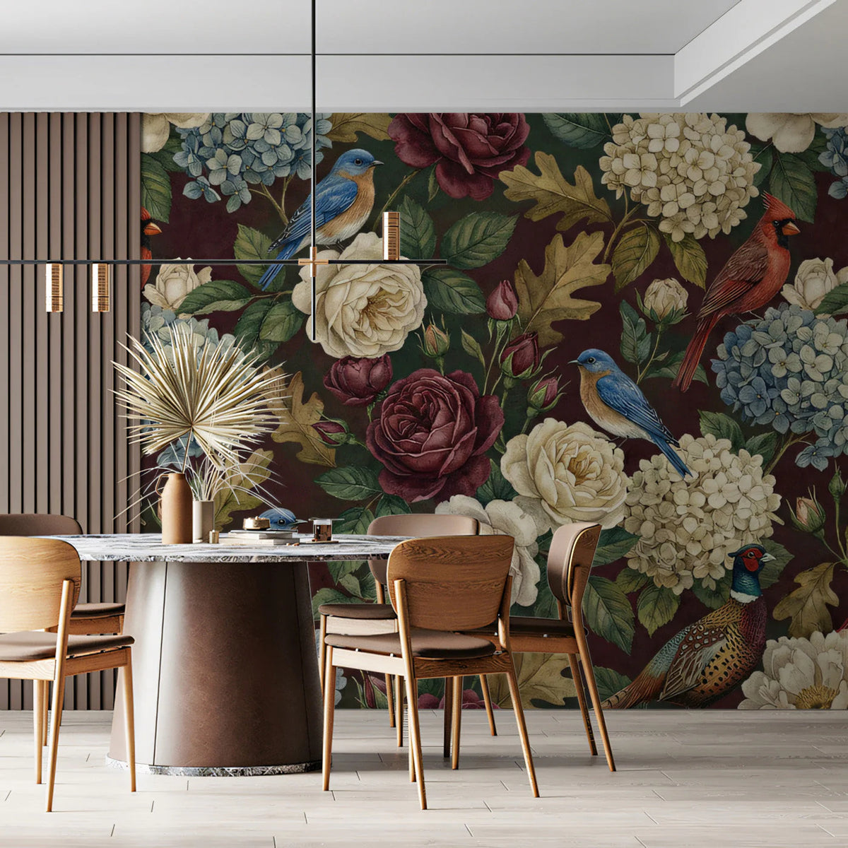 Vintage Botanical Garden Mural Wallpaper — Classic Floral Pattern Mural Wallpaper - pure wallpaper artwork