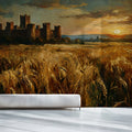 Medieval Castle Wheat Field Mural Wallpaper — Oil Painting Style Mural Wallpaper - pure wallpaper artwork