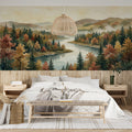 Misty Autumn River Valley Mural Wallpaper - pure wallpaper artwork