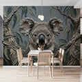 Koala in Eucalyptus Mural Wallpaper — Impasto Oil Style Mural Wallpaper - pure wallpaper artwork