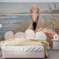 Flamingo Shoreline Oil Painting Mural Wallpaper - pure wallpaper artwork
