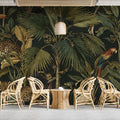 Jungle Expedition Mural Wallpaper —Moody Tropical Botanical Mural Wallpaper - pure wallpaper artwork