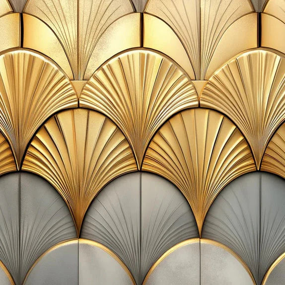 Art Deco Fan Mural Wallpaper Modern design in Lounge Area Mural Wallpaper - pure wallpaper artwork