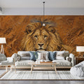 Lion Portrait Mural Wallpaper — Impasto Oil Painting Style Mural Wallpaper - pure wallpaper artwork