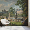 Chateau Gardens Landscape Mural Wallpaper — Vintage European Scene Mural Wallpaper - pure wallpaper artwork