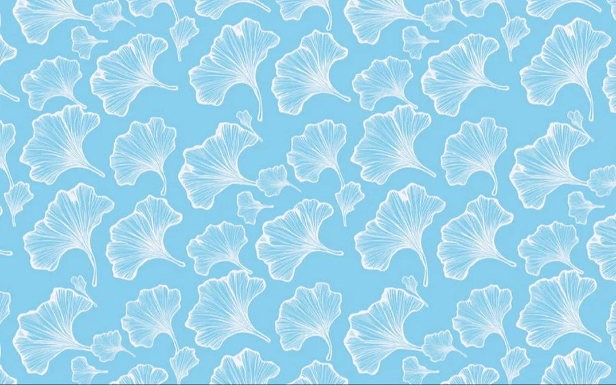 Papier peint Ginkgo Vent Céleste Mur végétal bleu clair pour des intérieurs frais Mural Wallpaper