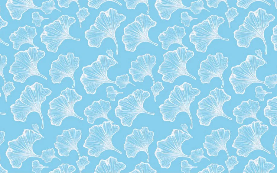 Papier peint Ginkgo Vent Céleste Mur végétal bleu clair pour des intérieurs frais Mural Wallpaper - pure wallpaper artwork