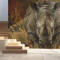 Rhino Portrait Oil Painting Mural Wallpaper — Textured Safari Art Mural Wallpaper - pure wallpaper artwork