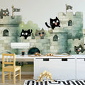 Castle of Playful Cats Mural Wallpaper — Whimsical Kids Decor Mural Wallpaper - pure wallpaper artwork