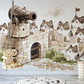 Cat Siege Castle Mural Wallpaper — Whimsical Illustration Mural Wallpaper - pure wallpaper artwork