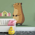 Capybara Portrait Mural Wallpaper — Earthy Sage Illustration Mural Wallpaper - pure wallpaper artwork