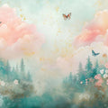 Aquarell-inspirierte Fototapete Wolken und Schmetterlinge Mural Wallpaper - pure wallpaper artwork