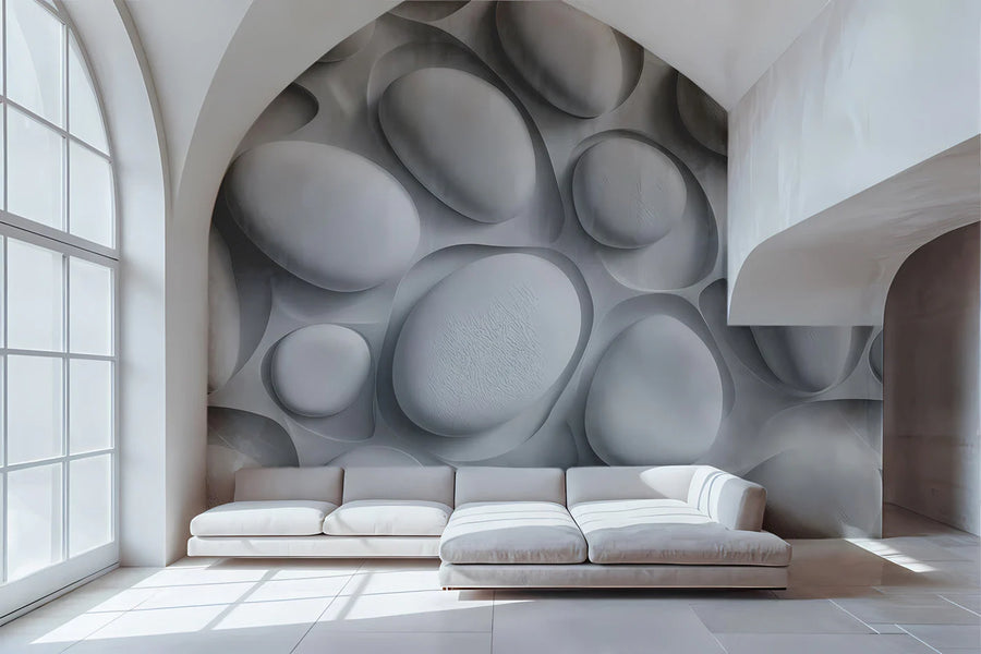 Sculpted Pebble Wall Mural Wallpaper — Modern Minimalist Design Mural Wallpaper