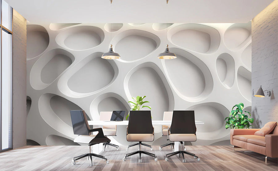 Organic Cellular 3D Mural Wallpaper — Modern Architectural Decor Mural Wallpaper
