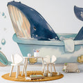 Whale in the Bathtub Mural Wallpaper — Playful Nautical Design Mural Wallpaper - pure wallpaper artwork