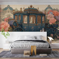 Royal Carriage Floral Mural Wallpaper — Whimsical Heritage Style Mural Wallpaper - pure wallpaper artwork