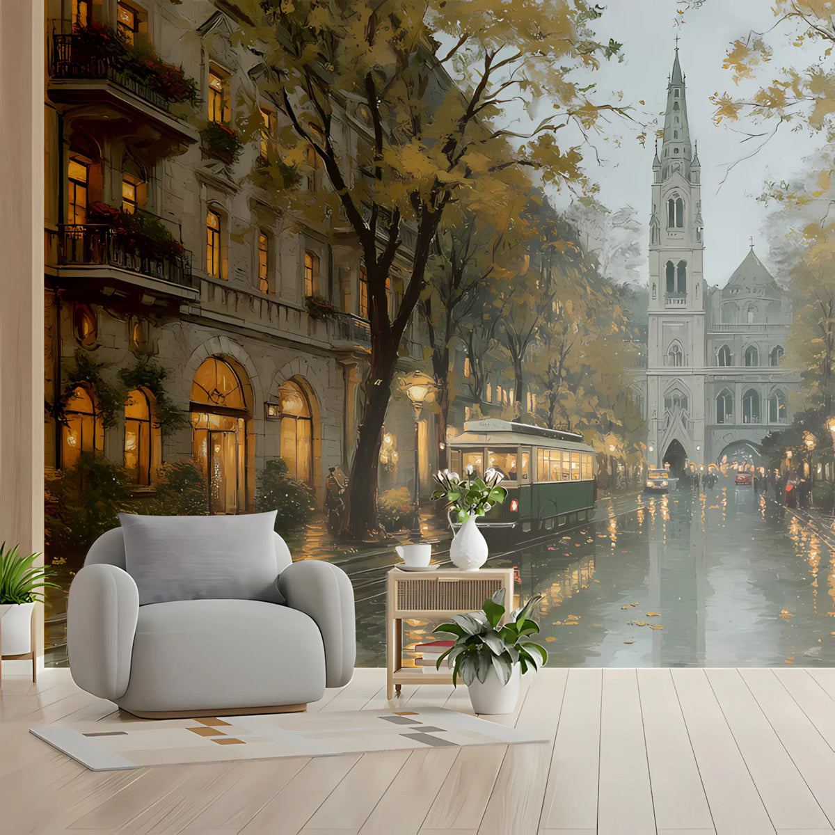 Old World European City Street Mural Wallpaper - pure wallpaper artwork