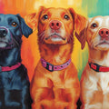Colorful Dogs Mural Wallpaper Multicolored - background with Three Canines Mural Wallpaper - pure wallpaper artwork