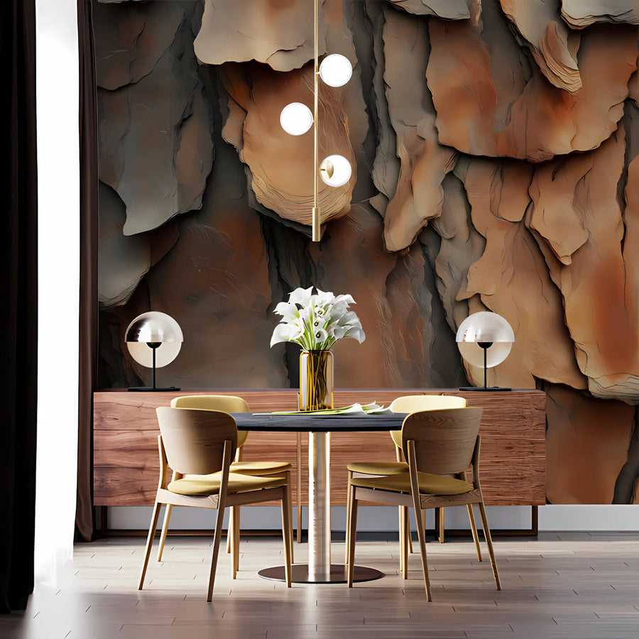 Natural Tree Bark Mural Wallpaper — Rustic Earth Tones Mural Wallpaper