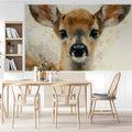 Fawn Portrait Mural Wallpaper — Watercolor Animal Wall Art Mural Wallpaper - pure wallpaper artwork