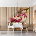 Dapper Duck Mural Wallpaper — Whimsical Storybook Illustration Mural Wallpaper - pure wallpaper artwork