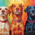 Colorful Dogs Mural Wallpaper Multicolored - background with Three Canines Mural Wallpaper - pure wallpaper artwork