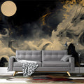 Celestial Dragon Cloud Mural Wallpaper — Gold and Charcoal Decor Mural Wallpaper - pure wallpaper artwork