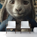 Storybook Rabbit Mural Wallpaper — Whimsical Victorian Pattern Mural Wallpaper - pure wallpaper artwork