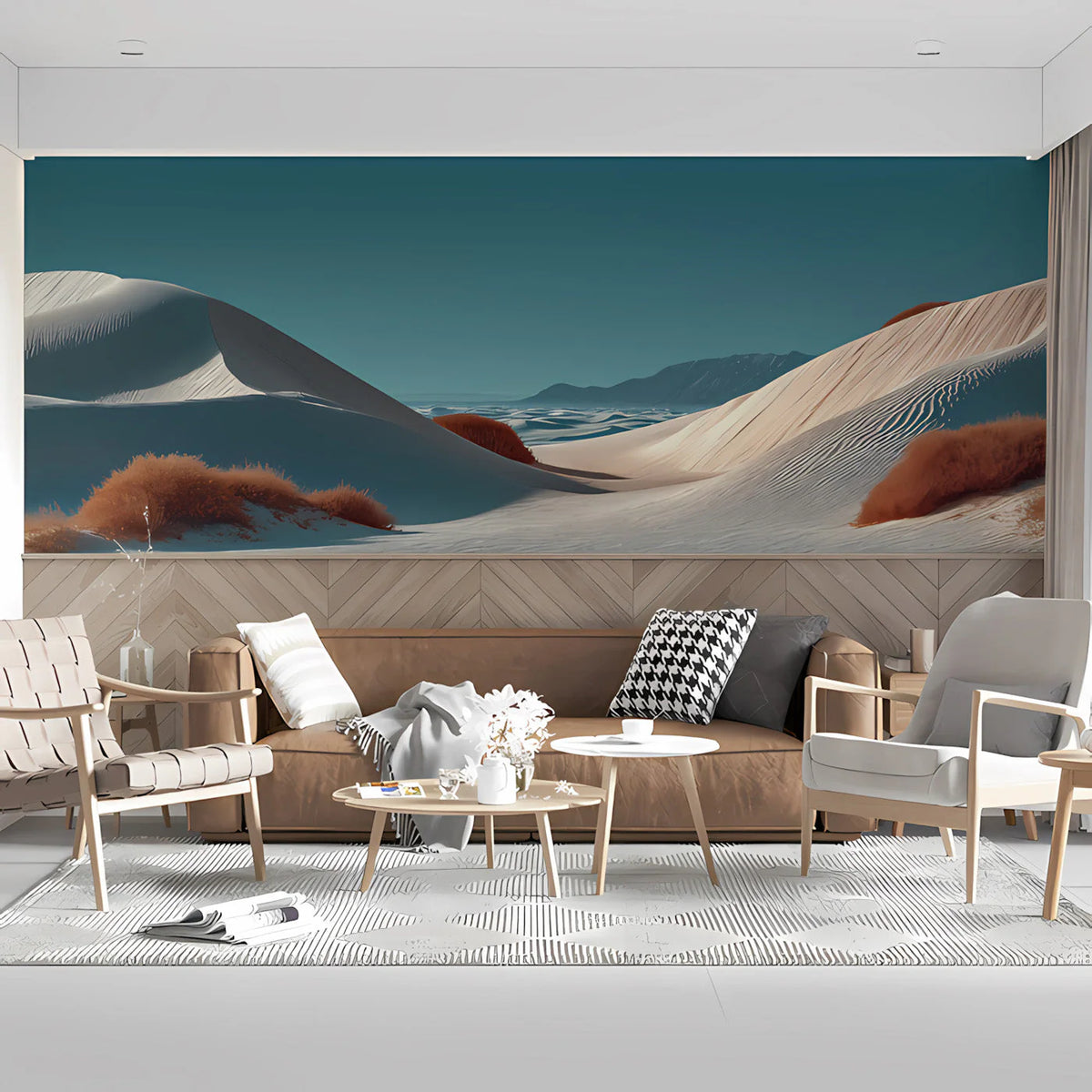 Desert Dune Mural Wallpaper with Burnt Orange Accents Mural Wallpaper - pure wallpaper artwork