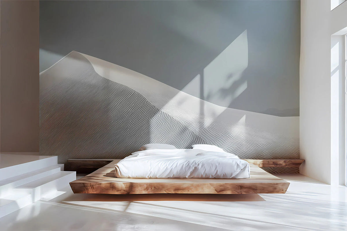 Minimalist White Sand Dune Mural Wallpaper — Calm Neutral Design Mural Wallpaper - pure wallpaper artwork