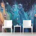 Cosmic Fluid Abstract Mural Wallpaper — Vibrant Artistic Design Mural Wallpaper - pure wallpaper artwork