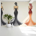Elegant Silhouette Fashion Mural Wallpaper — Sophisticated Line Art Mural Wallpaper - pure wallpaper artwork
