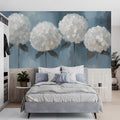 Hydrangea Bloom Mural Wallpaper in Muted Blue and Cream Mural Wallpaper - pure wallpaper artwork